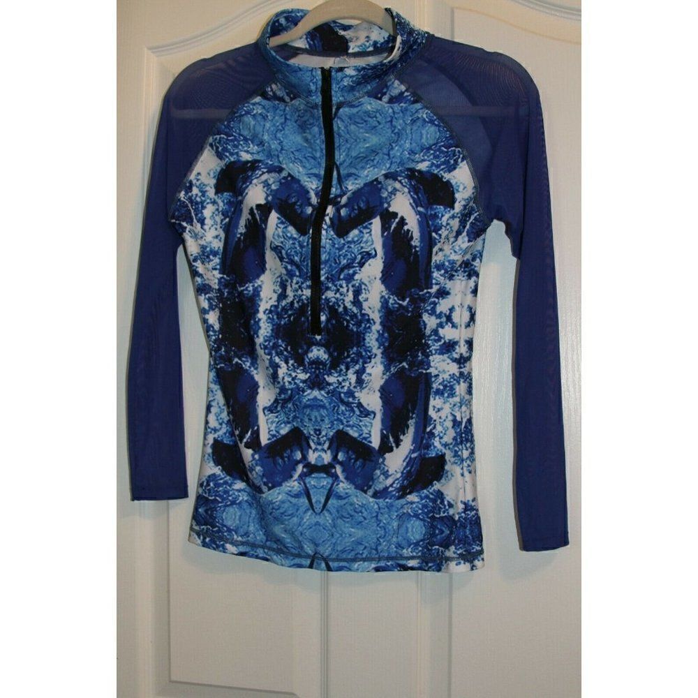 Bliss Splash HAMMERHEAD Shark Rash Guard Swim Top Half Zip Juniors M NEW